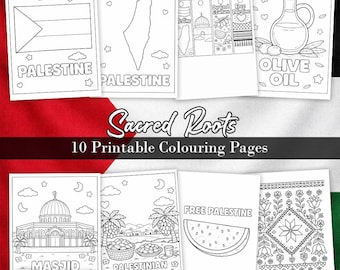 Sacred Roots – 10 Palestinian Themed Colouring Pages For Kids | Printable Islamic Colouring Sheets