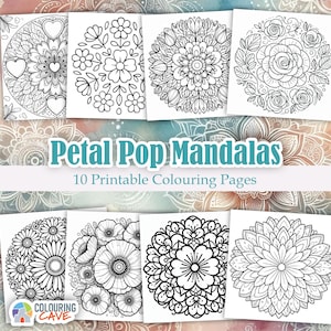 Petal Pop Mandalas - 10 Beautiful Floral Mandala Colouring Pages To Print At Home