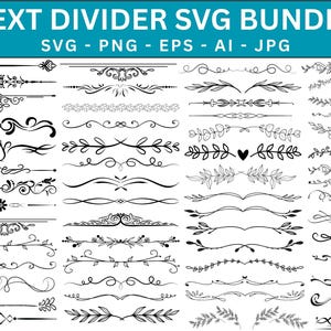 Text Divider SVG Bundle: Flourishes, Borders, Wedding Design (Digital Download)