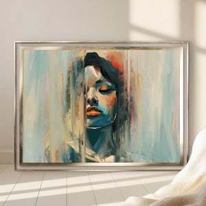 She Behind Glass - Digital Abstract Portrait Wall Art | Modern Printable Art | Expressionist Digital Download