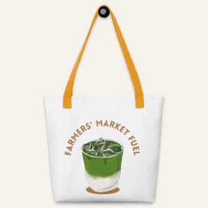 Matcha Tote Bag Farmers Market Fuel Green Aesthetic Canvas Tote Matcha Lover Gift Grocery Shopping Bag