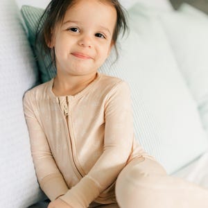 Pijama de bambú para bebé CROISSANT, pijama de bambú para bebé, mameluco de bambú para bebé, pijama con cremallera para bebé, pijama con cremallera para bebé