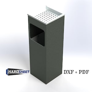Ontwerp met prullenbak voor buitenasbak | Laserplasmagesneden DXF- en pdf-bestanden | Digitale download