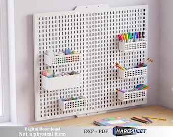 Pegboard Wall Organizer DXF, Metal Desk Organizer Plans, Craft Room & Garage Tool Storage, CNC Laser Cut Files (Digital Download)