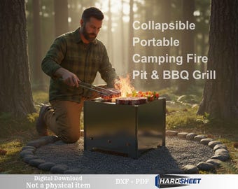 Collapsible Portable Camping Fire Pit & BBQ Grill Cnc DXF files for plasma cutting | Digital Download