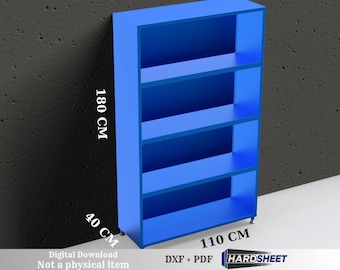 Metal Storage Cabinet 40x110x180 cm | 4 Shelf Industrial Design | CNC DXF files for plasma cutting | Digital Download