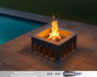 Outdoor Fire Pit Plans | CNC Laser Cut Metal Fireplace Cnc DXF files for plasma cutting Digital Download