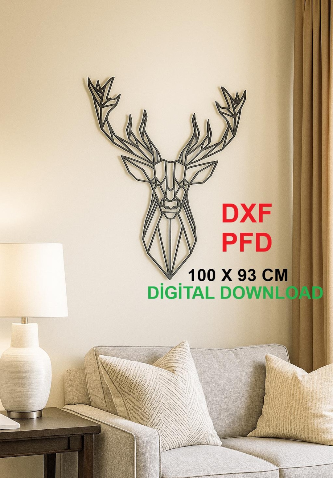 Geometric Metal Deer Wall Art CNC Router DXF Files for Plasma Cutting ...