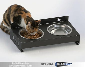 Laser Cut Files for Pet Bowl Stand, CNC Plasma DXF Files, Raised Dog Feeder Design, Sheet Metal Raised Cat Bowl, Digital Templates