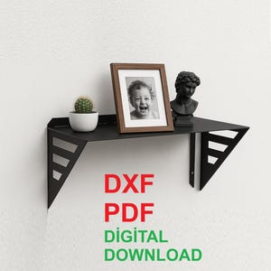Wall Mounted Metal Shelf Bracket | Industrial Laser Cut DXF File | Modern Storage Rack | DIY CNC Plans | Instant Digital Download