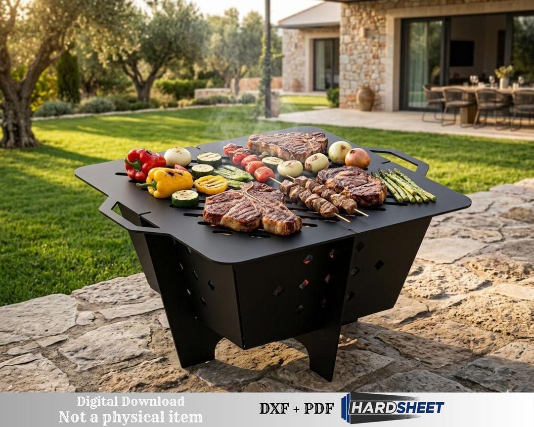Portable Fire Pit DXF, Flat Pack BBQ Grill, CNC Plasma Cut File, Laser ...