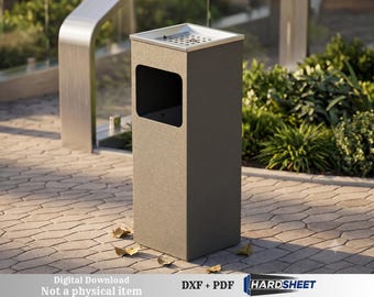 Standing Ashtray & Metal Garbage Can Plans, Outdoor Trash Can Cabinet DXF, CNC Laser Cut Files (Digital Download)