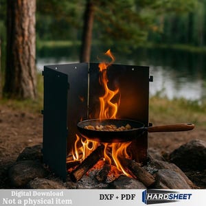 Portable Camping Wind Shield CNC DXF files for plasma cutting | Adjustable Fire Screen Template | Outdoor Cooking Panel | Digital Download