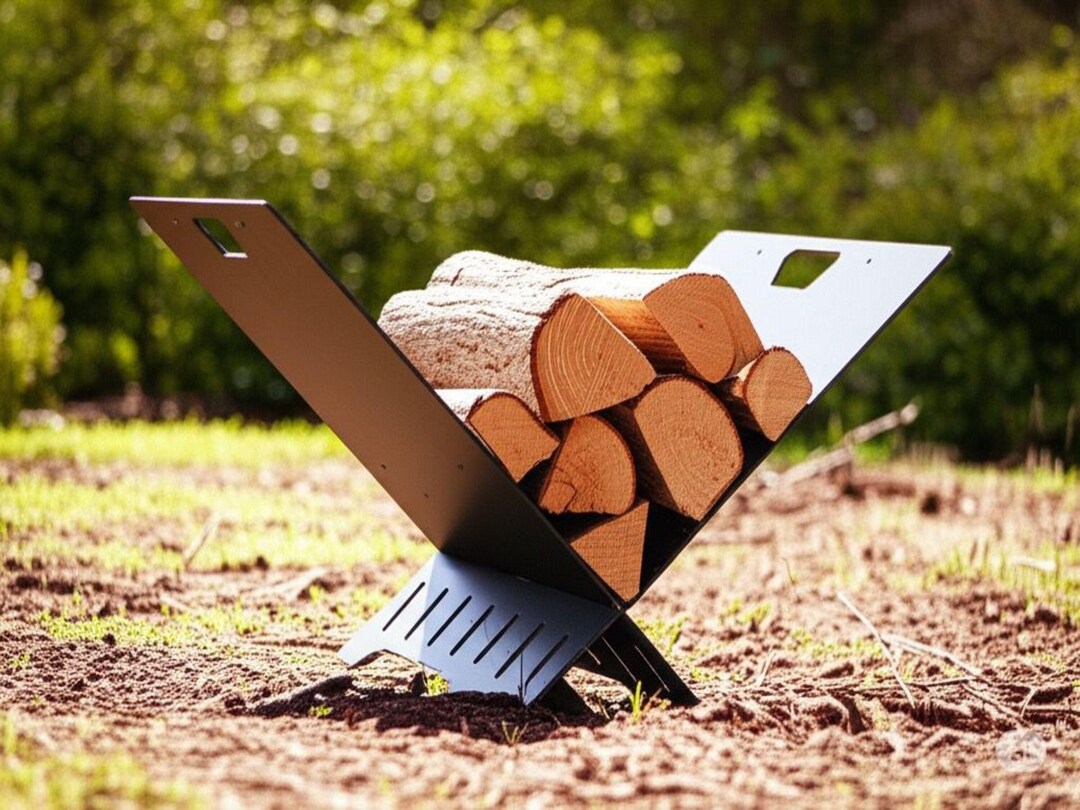 Firewood Rack DXF File: Laser Cut Log Holder Plan (3mm Steel) (digital ...