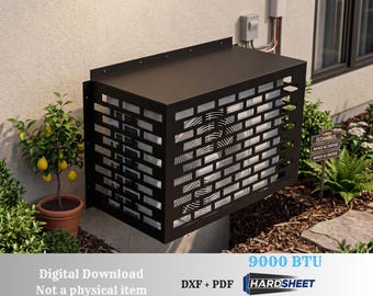 Decorative AC Cover DXF Files, Outdoor Metal Enclosure, 9000 BTU (Digital Download)