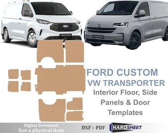 Plantillas de paneles interiores completos para Ford Transit Custom 2025, VW Transporter LWB, archivos DXF para enrutador CNC para corte por plasma/descarga digital