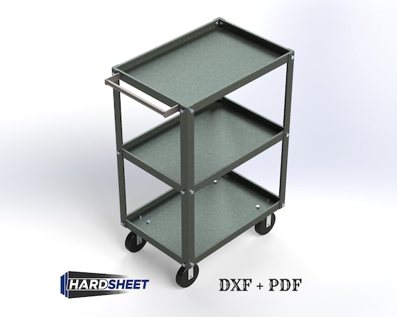 Laser Cut Files for Tiered Tool Cart, CNC Plasma DXF Files, Garage Organizer Design, Sheet Metal Heavy Duty Rolling Cart, Digital Templates
