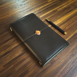 Brown Handmade Genuine Leather Journal Cover - A5 Refillable - Lightweight Veg Tanned Leather