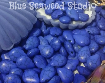 Ultramarine Blue /turquoise veined Howlite beads (x 40) top drilled, tear drop loose beads.14mm x 10cm Diy Jewelry making.