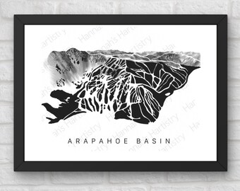 Arapahoe Basin Ski Map Art Print | Colorado Cabin Decor