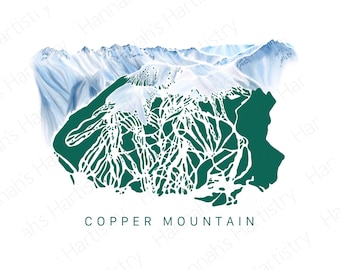Copper Mountain Ski Trail Map Art | Colorado Ski Resort Digital File