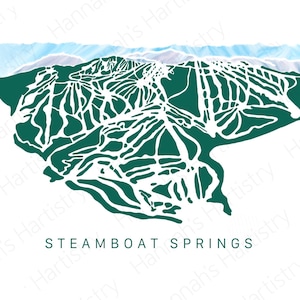 Steamboat Springs Ski Trail Map Art | Colorado Mountain Digital File