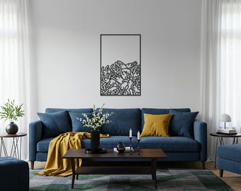 Metalen muurkunst abstracte handen – modern lijnontwerp, artistiek interieur