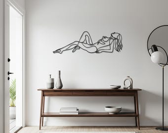 Minimalist Metal Woman Line Art – Modern Bedroom Wall Sculpture