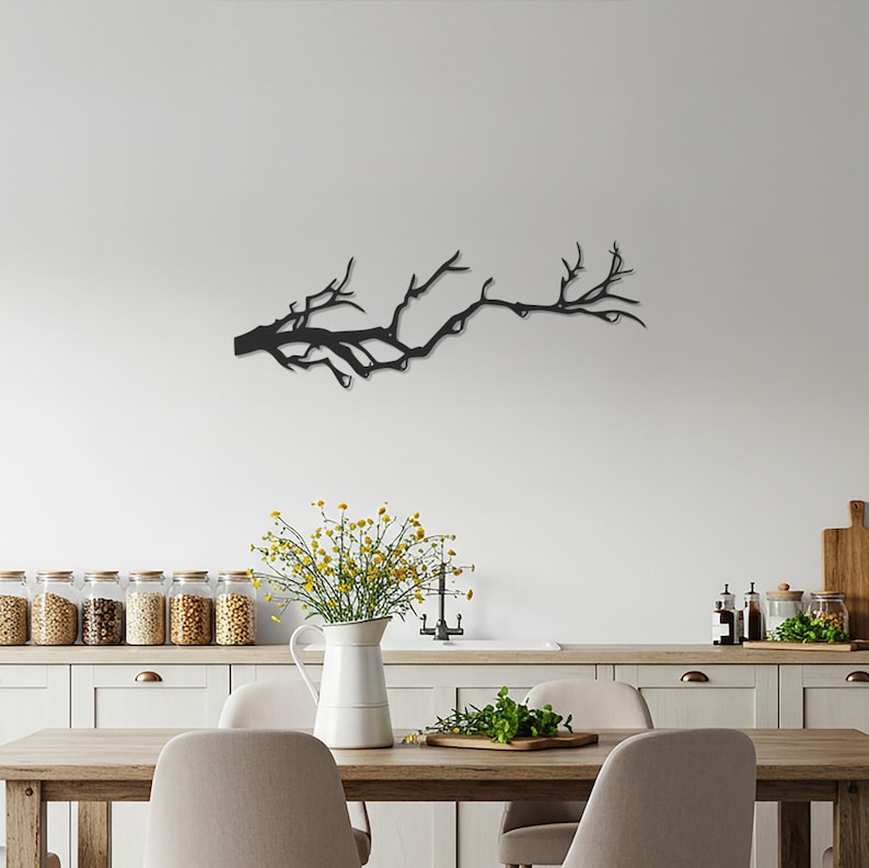 Minimalist Tree Branch Metal Wall Art – Rustic Home Decor - Etsy