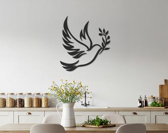Dove of Peace Metal Wall Art – Modern Spiritual Home Decor