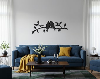Arte de pared de metal con pájaros enamorados: decoración romántica para el hogar y el aniversario