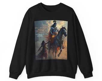 Lord Krishna Vishwarupa Unisex Sweatshirt, Divine Cosmic Form, Mahabharata Quote, Vedic Spiritual Symbolism, Oppenheimer Reference, Seekers