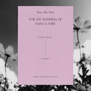Wedding save the date template dusty pink Minimalist invite Whimsical save the date template, editable digital Printable wedding stationery