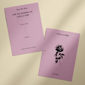 Floral Wedding save the date template pink, Minimalist invite whimsical save the date template, editable digital printable stationery