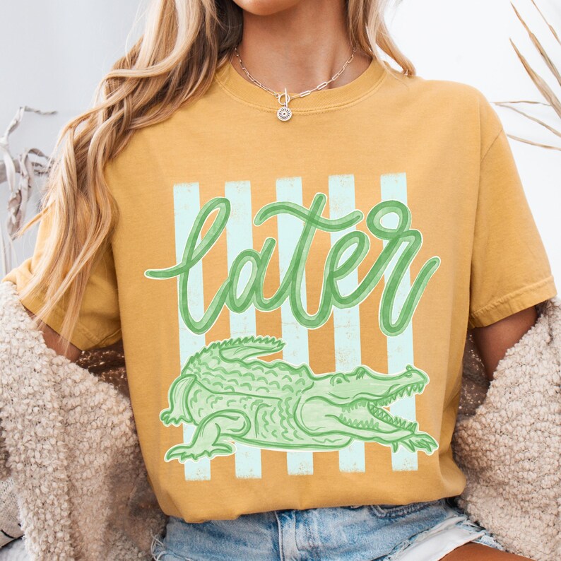 Later Gator Tee, See You Later Alligator Tee, Trendy Vacation Shirt, Crocodile Graphic Funny Quote Beach Summer Shirt, Comfort Colors image 3