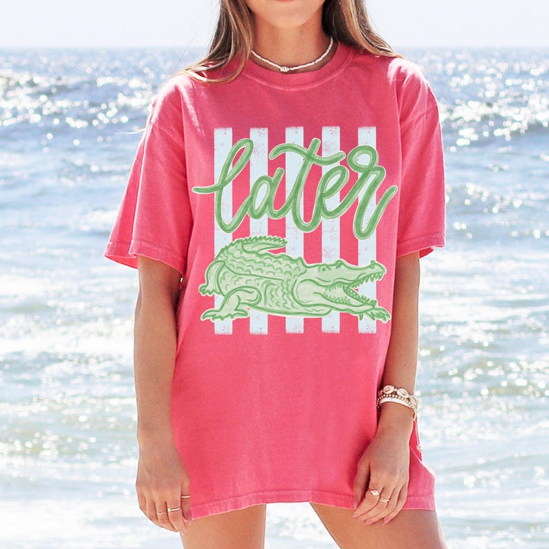 Later Gator Tee, See You Later Alligator Tee, Trendy Vacation Shirt, Crocodile Graphic Funny Quote Beach Summer Shirt, Comfort Colors image 9