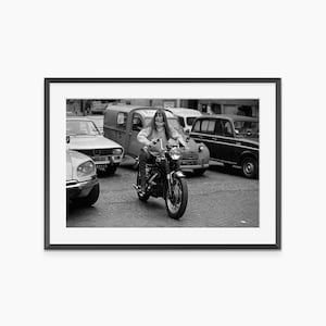 Jane Birkin, Photography Prints, Motorcycle Poster, Black and White Wall Art, Retro Poster, Vintage Prints, Museum Grade Photography Poster
