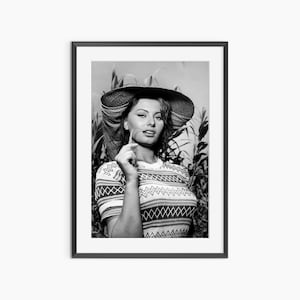 Affiche Sophia Loren, tirages photographiques, Sophia Loren, affiche rétro, art mural noir et blanc, affiche de photographie de qualité musée