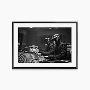 Daft Punk Poster, Photography Prints, Daft Punk Helmet, Music Poster, Black and White Wall Art, Museum Quality Photography Poster