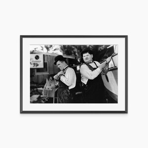 Laurel and Hardy, Photography Prints, Oliver Hardy, Stan Laurel, Retro Poster, Black and White Wall Art, Museum Quality Photography Poster