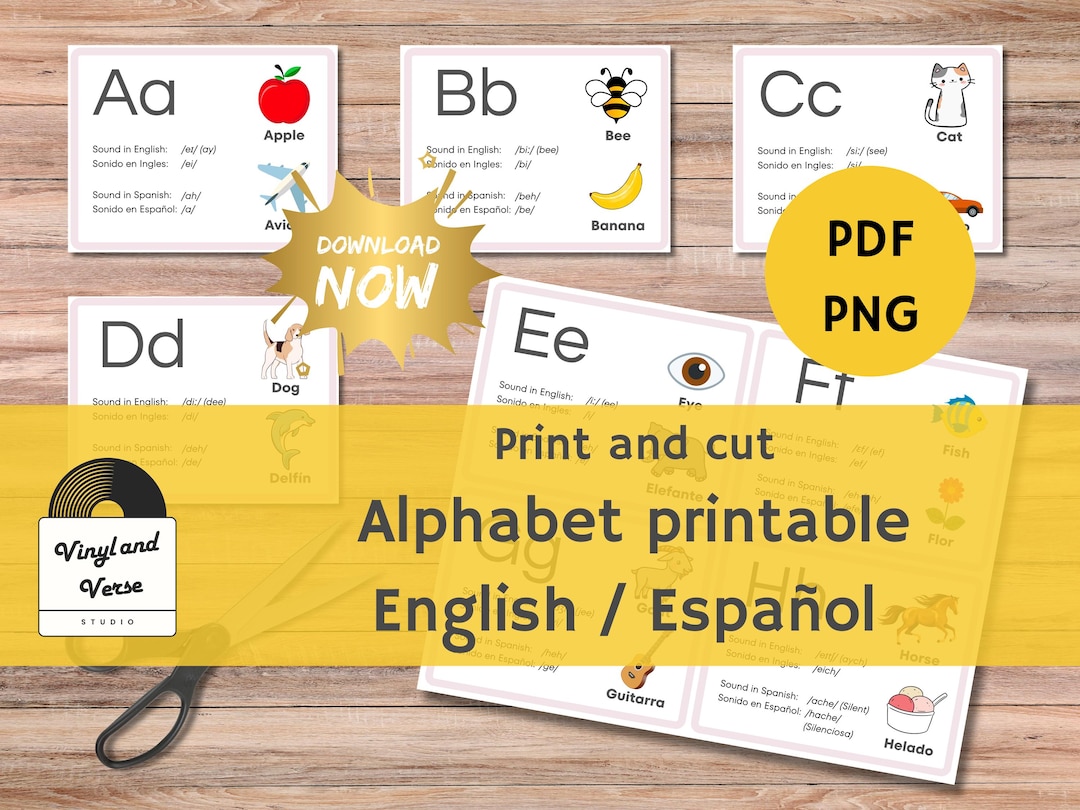 Bilingual Alphabet Flashcards: English & Spanish Learning Cards (PDF ...