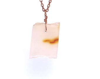 Chalcedony Quartz Pendant on Copper Chain