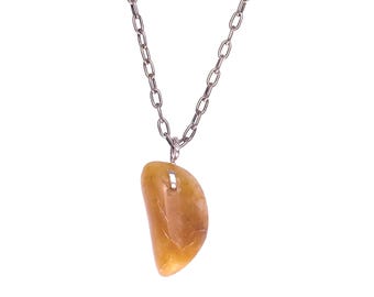 Yellow Jasper Pendant Necklace on Oxidized Sterling Silver Chain