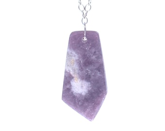 Polished Lepidolite Pendant on Sterling Silver Chain