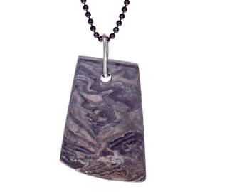 Banded Migmatite Pendant with Silver Bail on Oxidized Silver Ball Chain