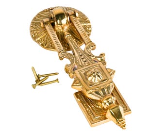 Antique Brass Door Knocker: Ornate Floral Entryway Hardware