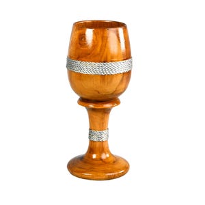 Handcrafted Wooden Goblet with Rope Detailing – Rustic Drinkware for Mead, Wine, Ale – Unique Barware & Viking-Style Cup Gift