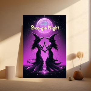 Printable Witch Art I Mystical Print I Coven Witch I Dancing Witches I Witch Painting I Digital Design I PNG I Halloween Print I Disco Ball