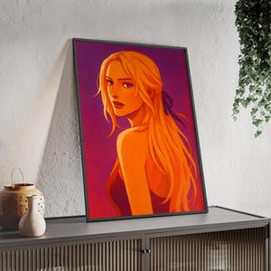 Op anime geïnspireerd Sapphic Duo: Edelgard and Byleth Wall Art voor fans van Fire Emblem. Perfect voor gamerskamer, slaapkamer en woonkamer.