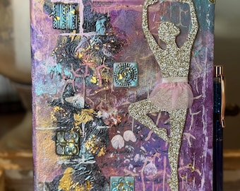 Pink Ballerina-Mixed Media Art Journal 5x8”-Lined Pages